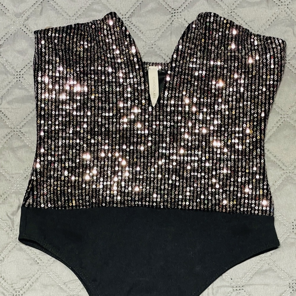 Bodysuit black sequins